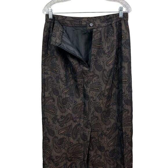 Milano Womens Midi Skirt Paisley Fully Lined Vented Metallic Brown Back Zip Sz 8 - Picture 3 of 4